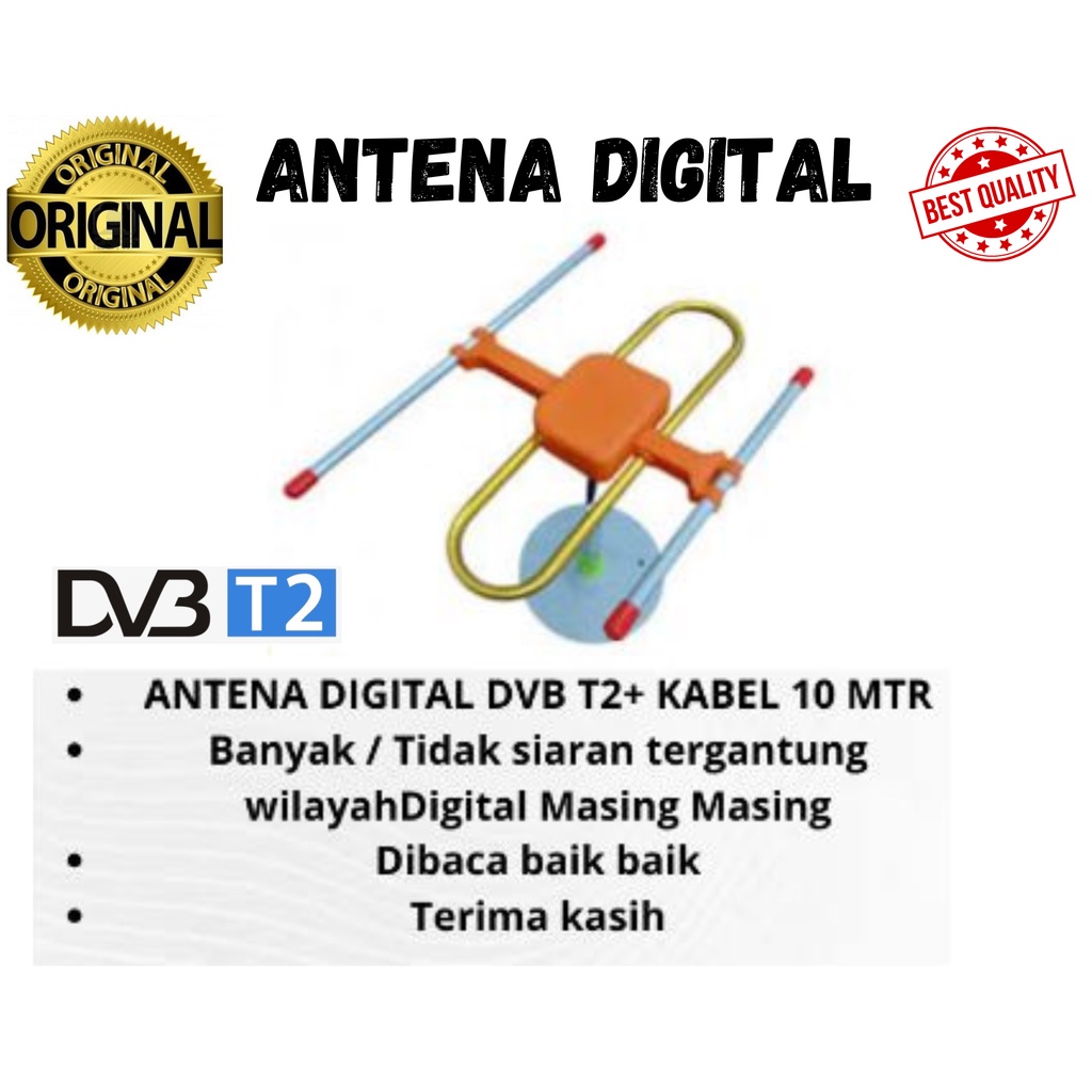 ANTENA TV DIGITAL DVBT2 INDOOR OUTDOOR + KABEL 10 METER