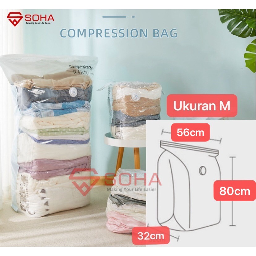 VB-09 Plastik Vacum Baju Kompres Seprei Bantal Selimut / Plastic Vacuum Storage compression Vacum Baju Bahan PA+PE