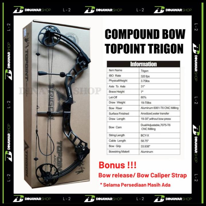 Jual Compound Bow Topoint Trigon Premium Original Free Bow Release