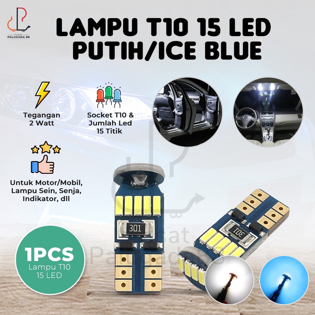 Lampu LED Sein Rem Senja 15 Mata Titik W16W 12-24v T10-15 SUPER BRIGHT 15 led T10 W5W T15 Sign Tancap Mobil Motor DC 12V