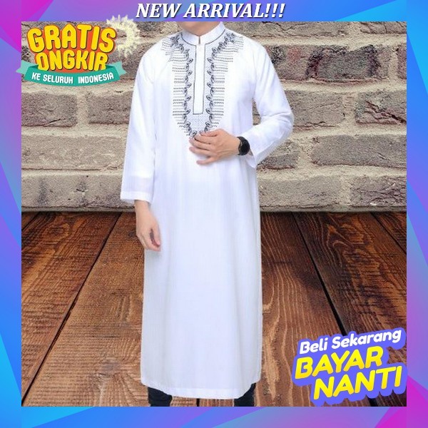Gamis Laki Laki / Jubah Laki Laki / Jubah Trending Khusus Hitam & Putih Merk Shafa Gamis Pria Bahan 