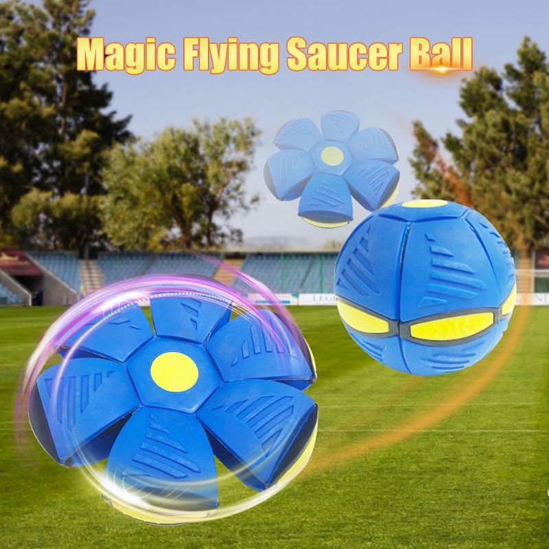 Flying Saucer Ball Magic Deformation UFO Flying Toys Sucker Sticky Ball Dengan Lampu LED Dekompresi Anak Mainan Menyenangkan Luar Ruangan Untuk Anak Laki-Laki Perempuan