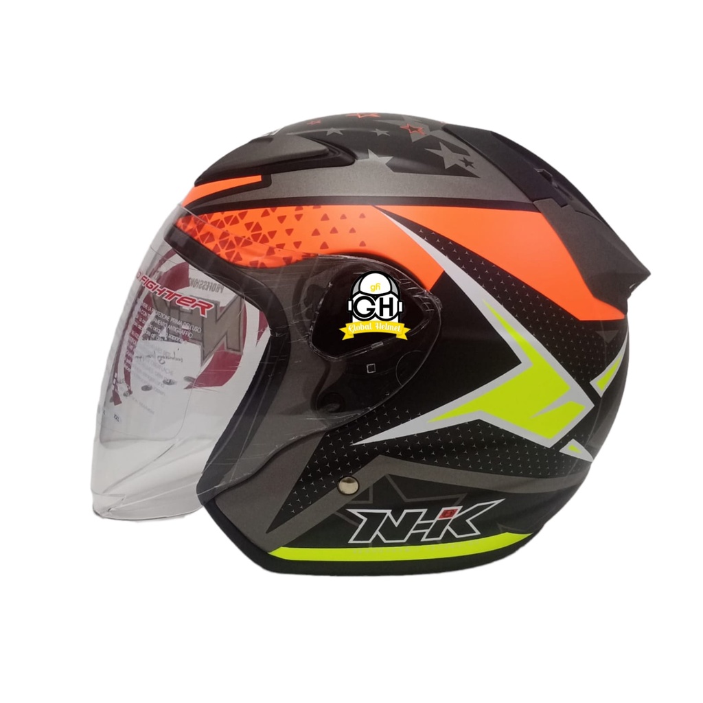 HELM NHK R6 STARLITE GREY ORANGE DOFF NHK R-6 MOTIF STARLITE GREY ORG DOFF