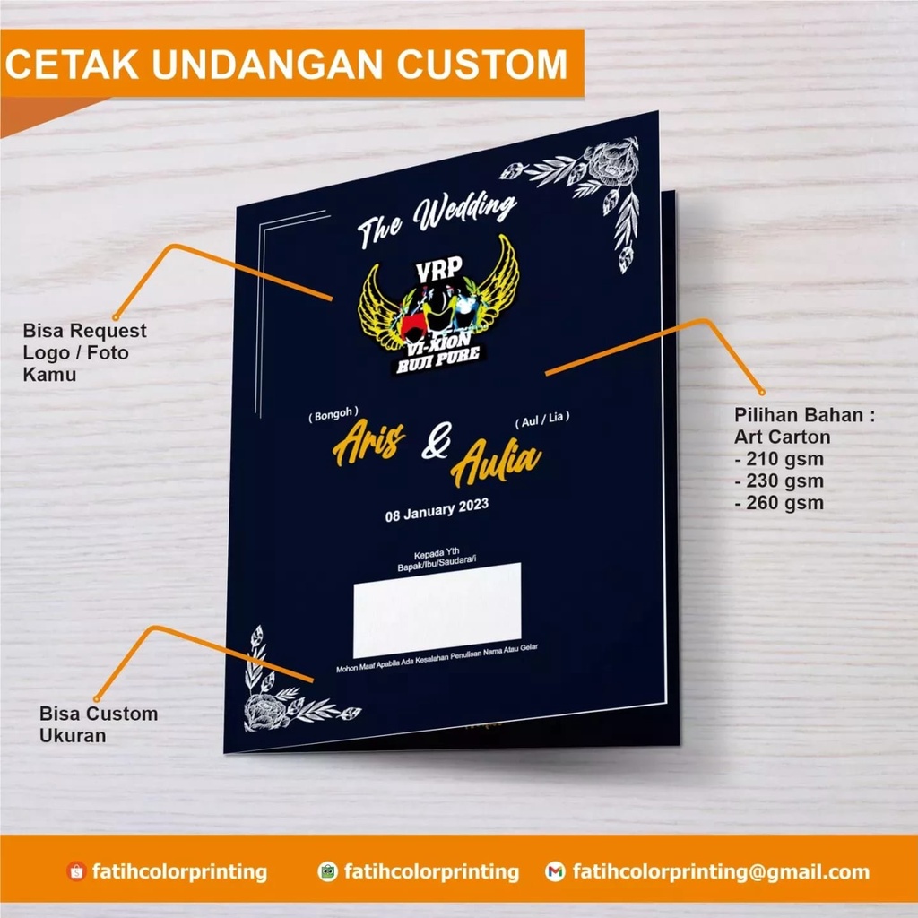 SURAT UNDANGAN CUSTOM/SURAT UNDANG PERNIKAHAN CUSTOM/UNDANGAN KHITANAN CUSTOM