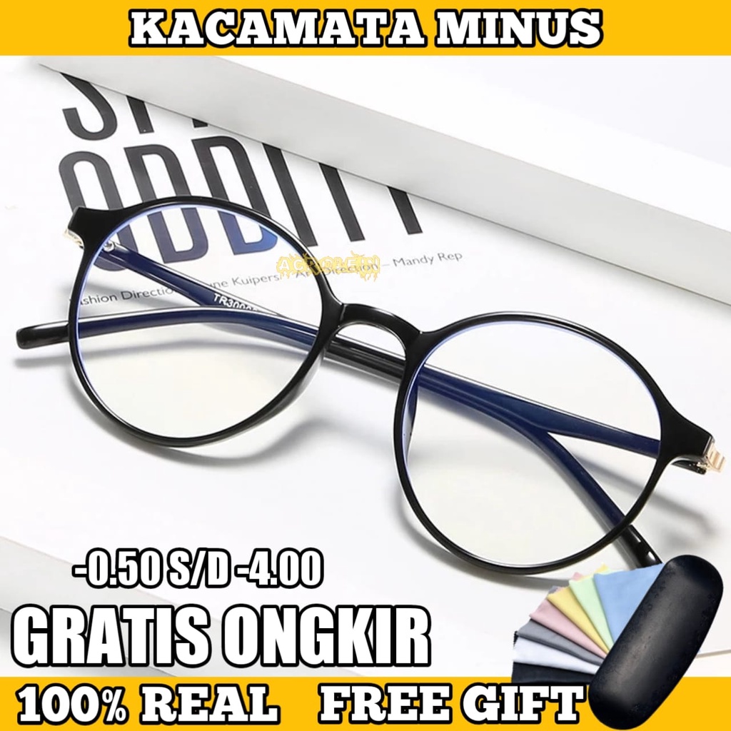 TERMURAH - KACAMATA MINUS - KACAMATA RABUN JAUH -0.50 S/D -4.00 GRATIS BOX DAN LAP WANITA/PRIA UNISEX