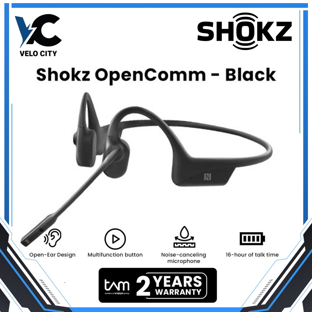 Shokz OpenComm Bone Conduction Stero Headset - Garansi Resmi - Black