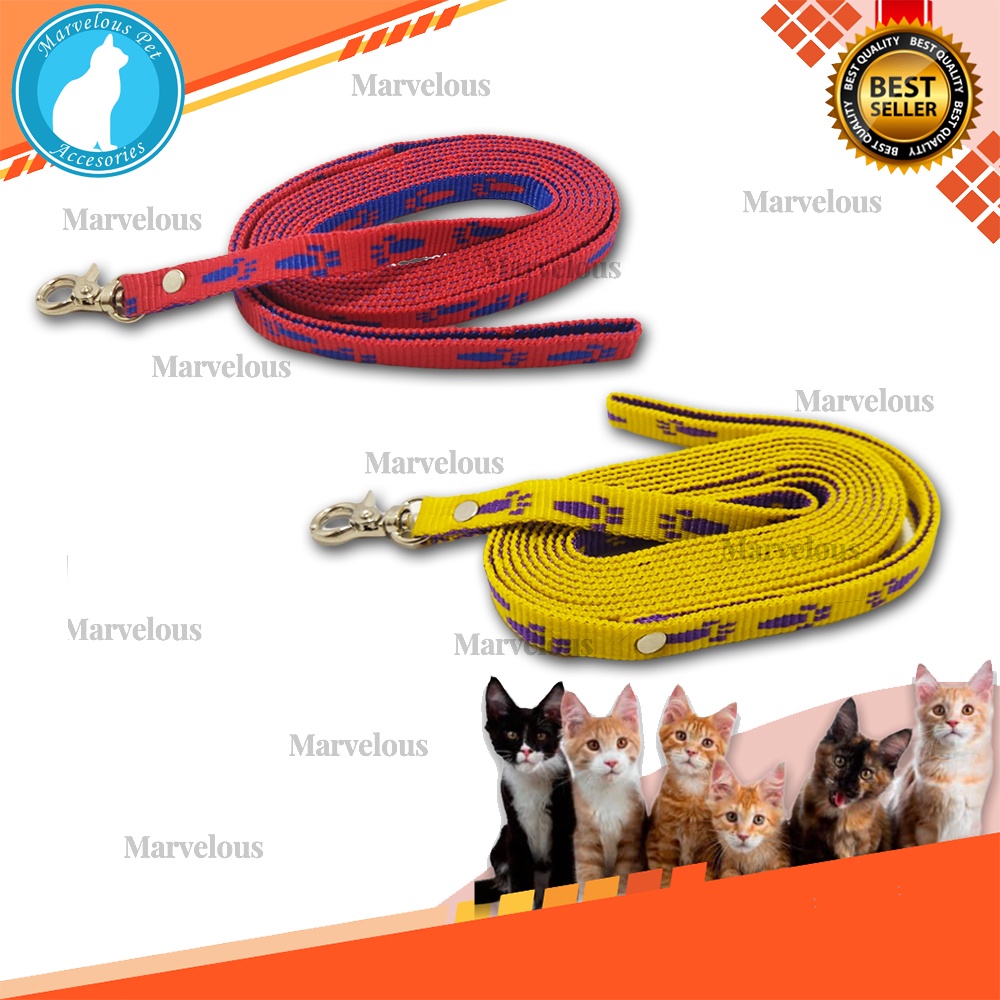 Tali Kucing Motif Tapak Kaki Panjang 2 meter Bahan Tebal ( Tali Tuntun Kucing )