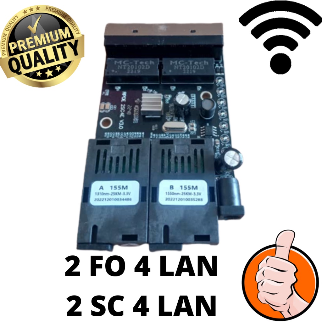 KONVERTER 2 FO 4 LAN PCB HITAM