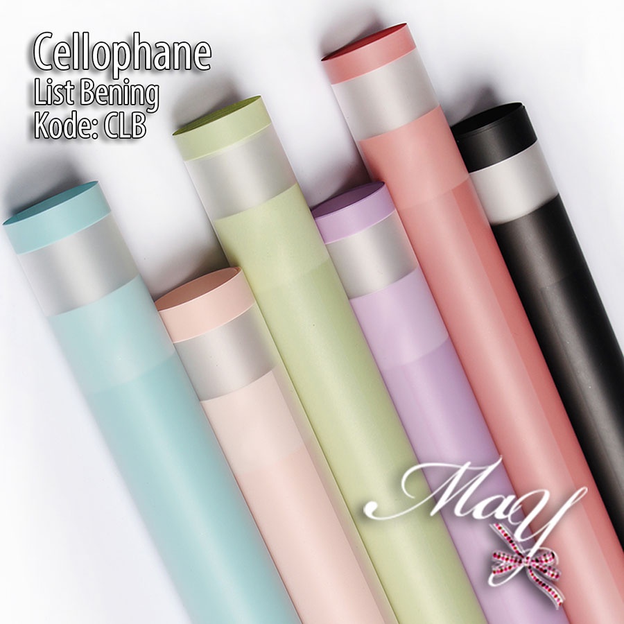 

1 lembar Cellophane dengan border bening kombinasi Warna Flower Wrapping Bungkus Bunga Buket (CLB)
