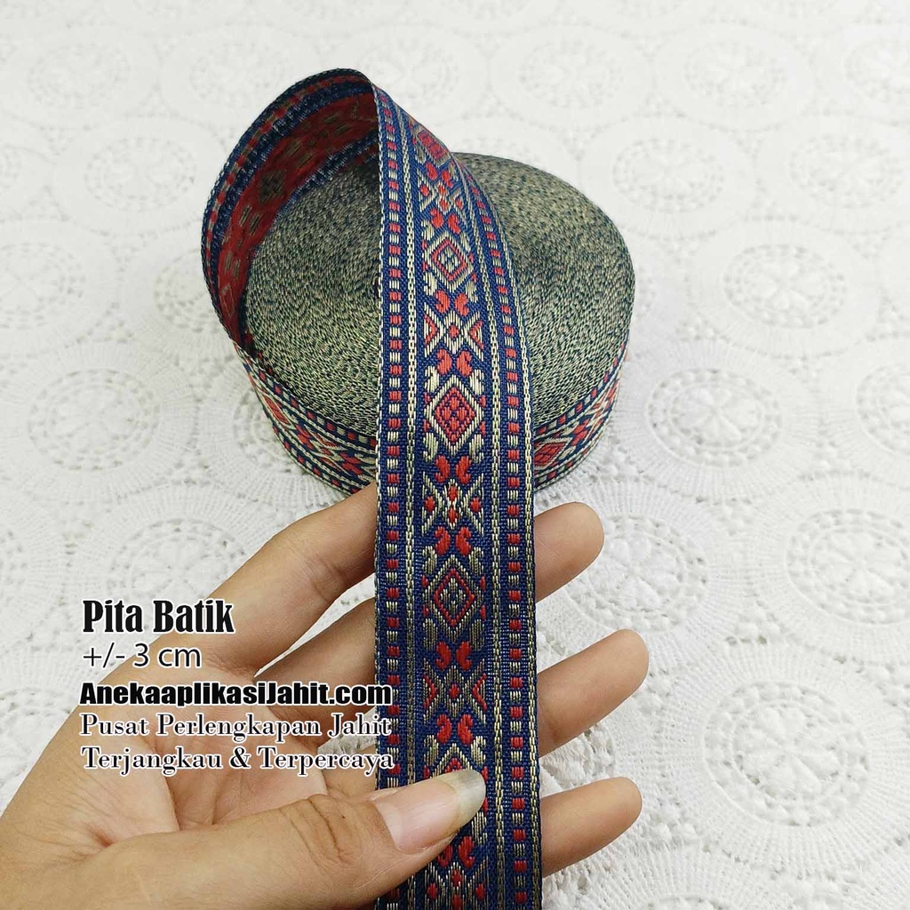 1 METER PITA RENDA MOTIF BATIK / PITA DUBAI 3 CM