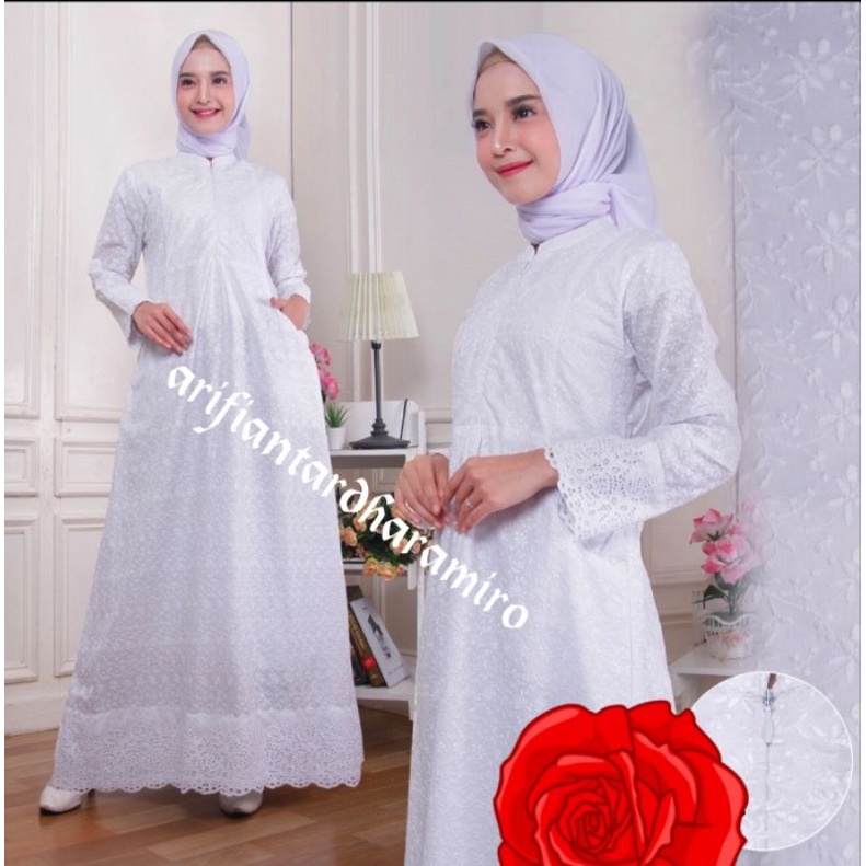 Perlengkapan haji dan umroh wanita /gamis katun paris kerancang /gamis terbaru