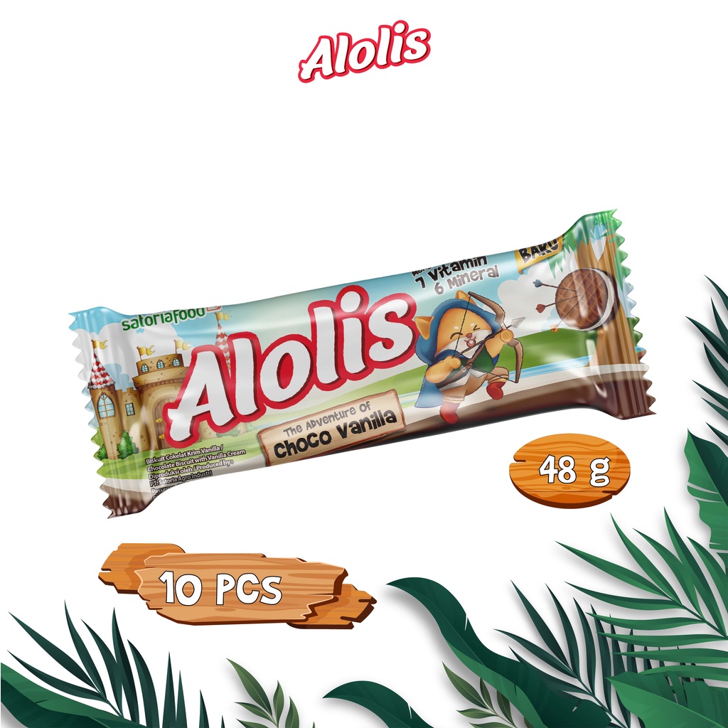

Alolis Choco Vanilla Cookies 48 gr Family Pack - snack / camilan
