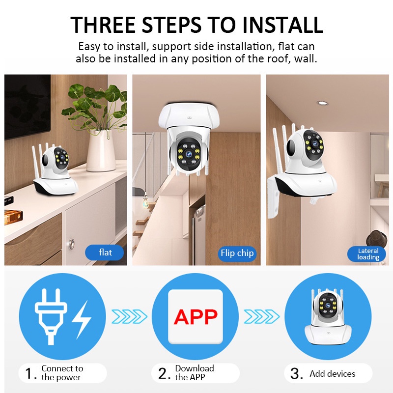 【COD】CCTV Kamera 360 °Berputar Kamera WiFi Nirkabel Lima Antena 1080P HD IP Camera Kocok Kamera