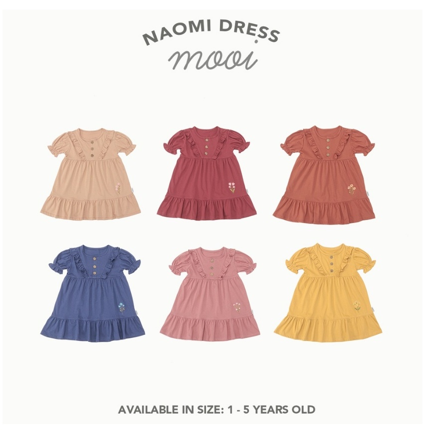 Mooi Naomi Dress 1-5 Tahun Dress Ruffle Bordir Fashion Anak Perempuan CBKS