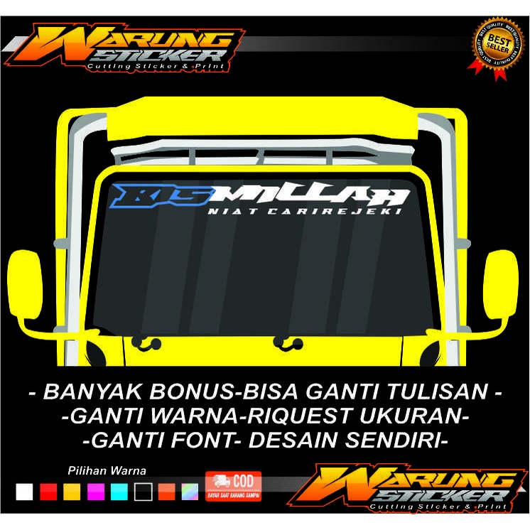 STIKER BISMILLAH / STICKER TULISAN BISMILLAH KACA MOBIL PICK UP / TRUK