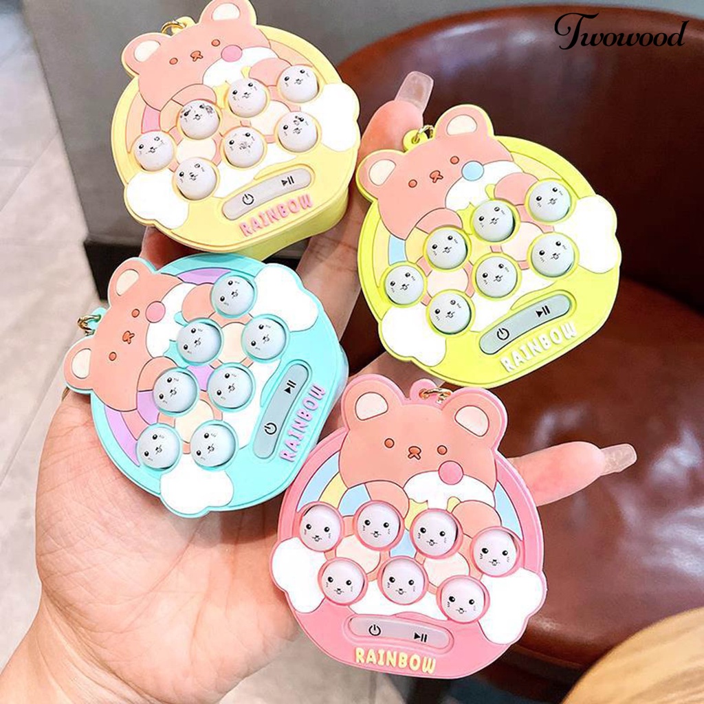 Twowood Mainan Sensory Elektronik Portable Pendidikan Menarik Gantungan Kunci Genggam Lucu Mini Hamster Memory Game Untuk Anak