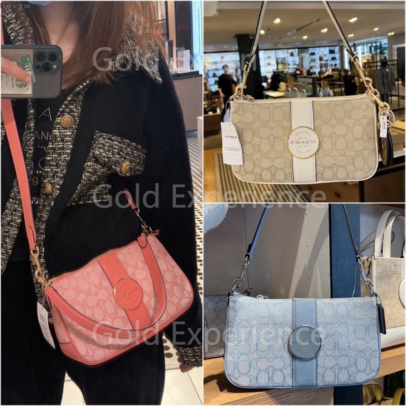 Coach Lonnie Baguette In Signature Jacquard Coach Tas Wanita Coach Tas Selempang Coach Bahu Wanita