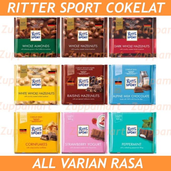 

Ritter Sport Chocolate All Varian Rasa - Cokelat Premium Eropa