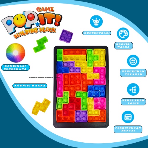 Mainan Anak Pop It Tetris/  Mainan Building Block Pop it MU10 JS