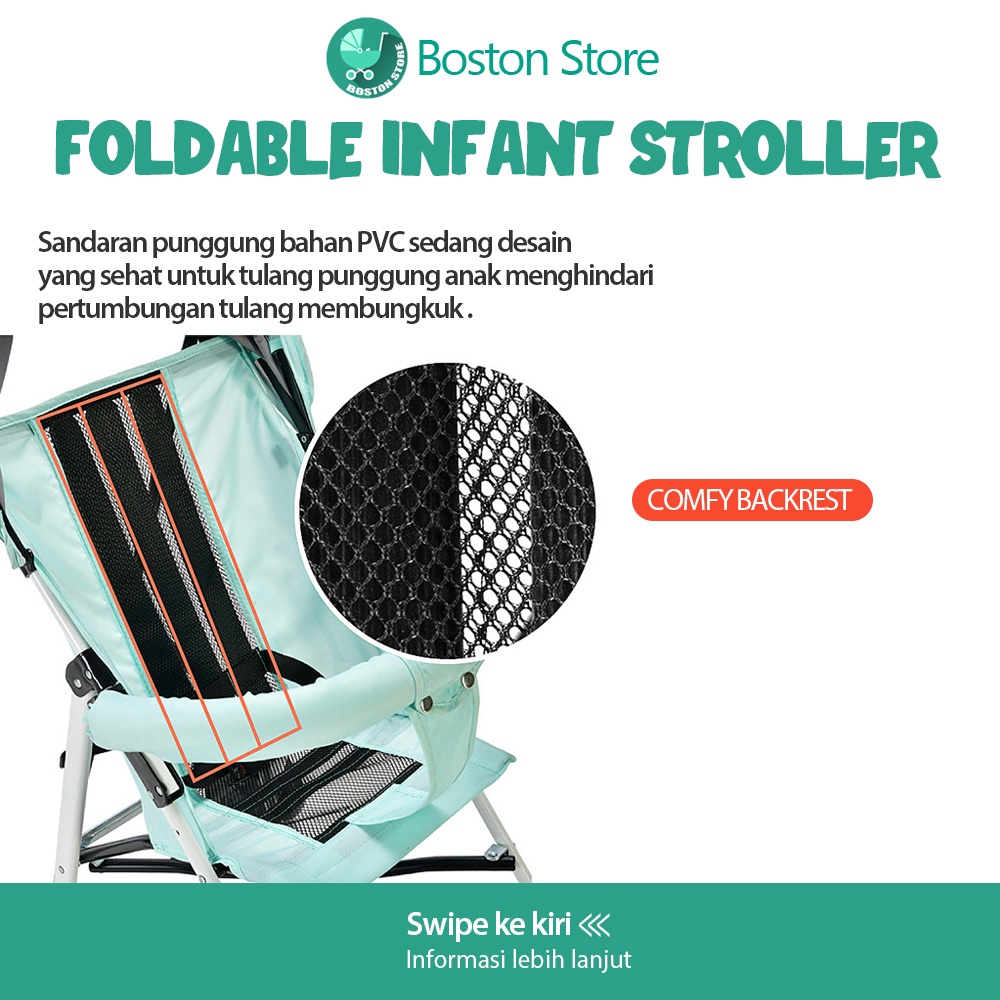 Bostonstore Stroller Bayi Baby Anak kereta dorong bayi bisa lipat protable bonus matras+tas / Stoller Anak / Kereta Dorong Bayi / Stroller Bayi Lipat / Stroller Bayi / Stroller Roda 4 / Stroller Traveling / Kursi Dorong Bayi / vKursi Dorong Bayi Lipat