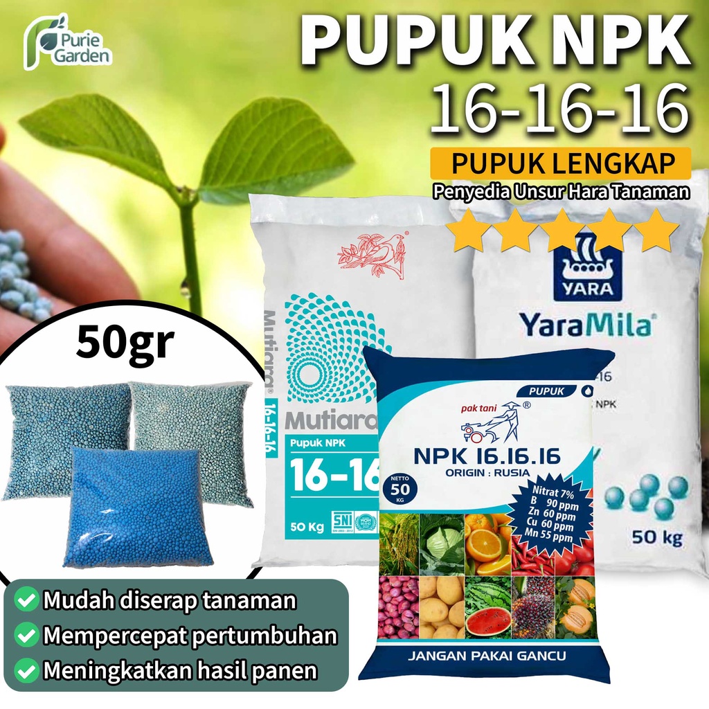 Pupuk NPK Meroke Pak Tani Yara Mila 16-16-16 50gr PG SBY