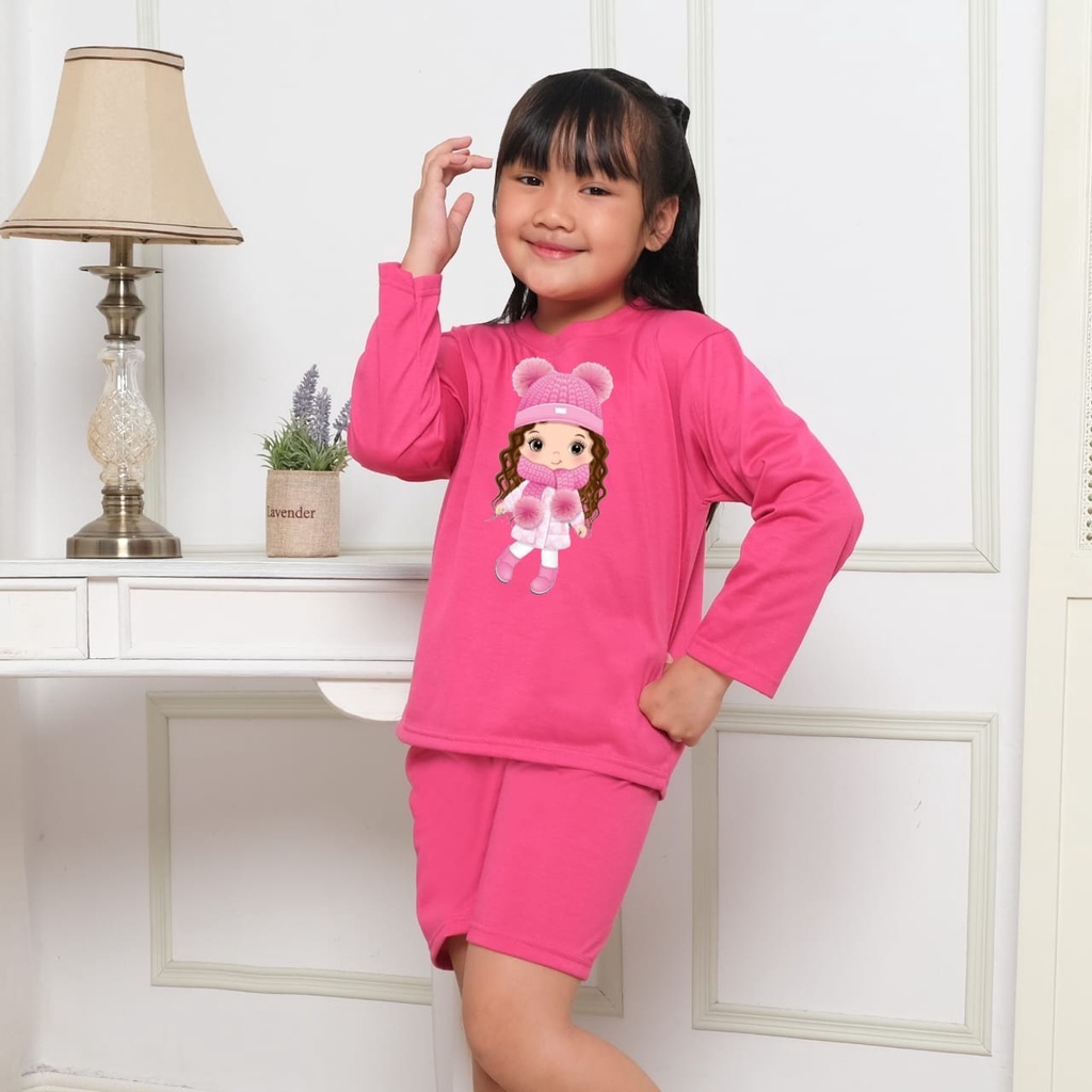 Hzl_outfit Set Baju Setelan Oblong Anak Perempuan Little Girl Doll S.M.L.XL