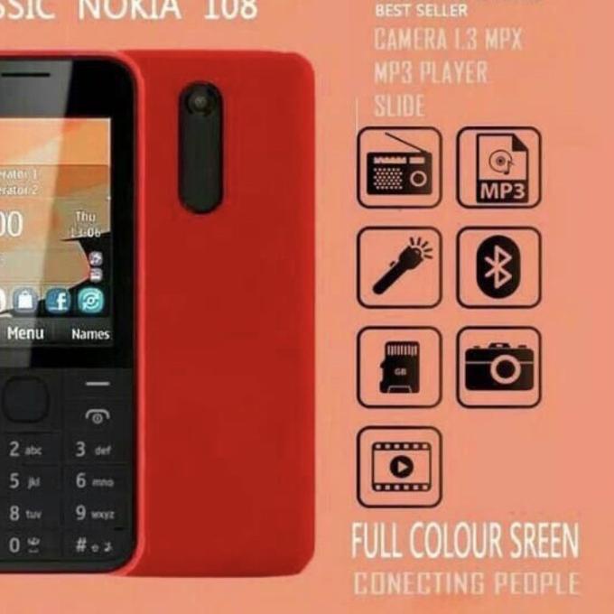 COD[HJ]-Handphone Hp Nokia Jadul Murah Nokia 108 Mobile Phone Dual SIM