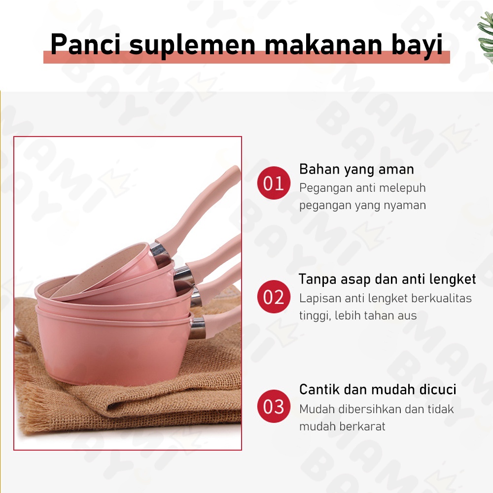 Mamibayi 12/14/16/18cm Panci Susu Anti Lengket Panci Teflon Marble Sauce Pot Mini