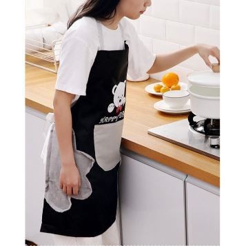 (SerbaSerbi)Alas Pelindung Masak Oxford Cloth Apron Tahan Air / Celemek Masak Anti Minyak Motif Beruang Waterproof Premium Quality Termurah