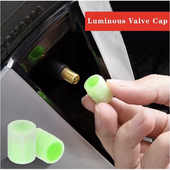 Tutup Pentil Glow In The Dark Tutup Pentil Fosfor Roda Ban Sepeda Motor Mobil Luminous Neon Tire Valve Cap