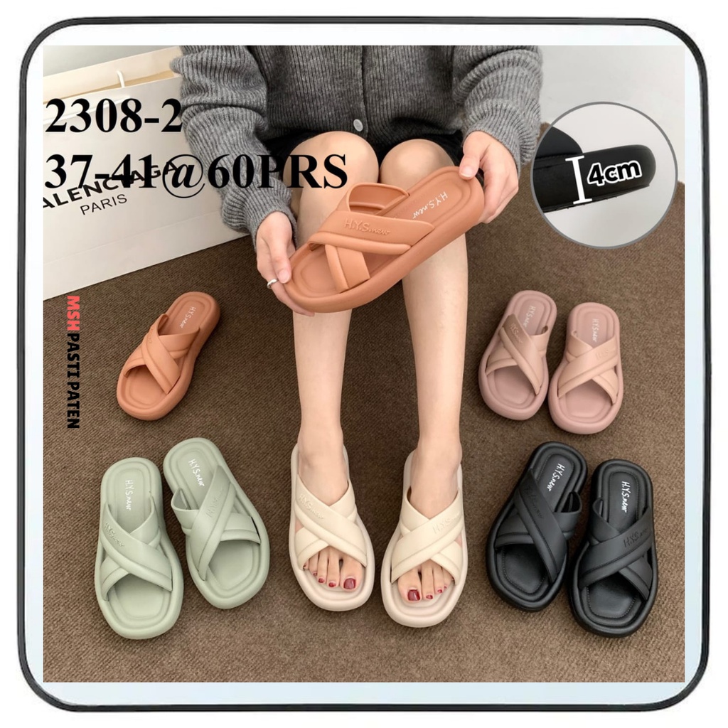 HYS 2308 Sandal Selop TebaL 4 Cm Wanita Sandal Import Jelly