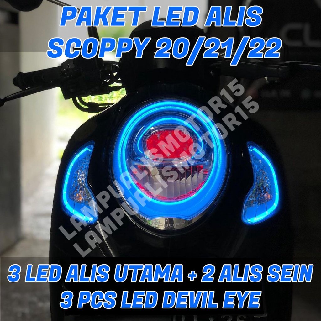 LAMPU DRL ALIS ALL NEW SCOOPY BONUS DEVIL EYE NON BINTIK LAMPU LED ALIS GRADE A NON BINTIK LAMPU ALI