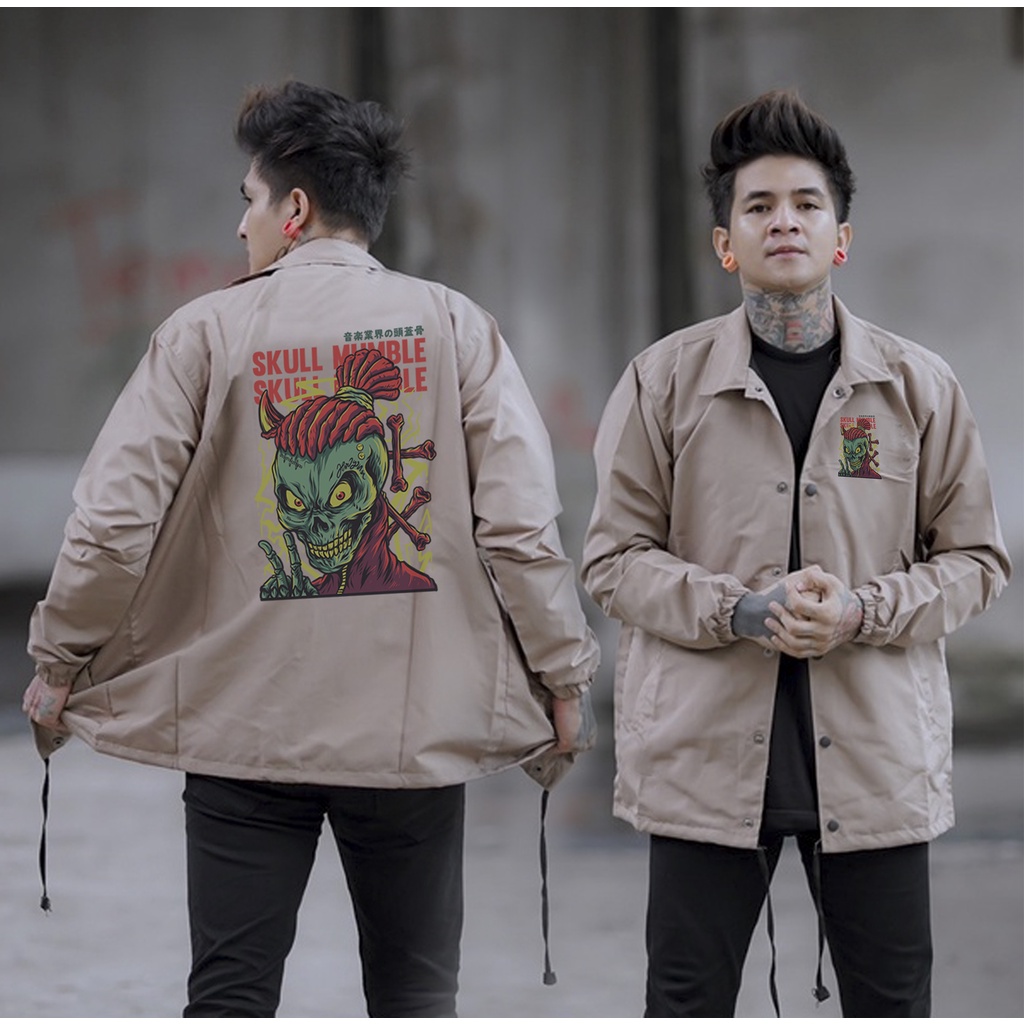 AMPHIBIE OFFICIAL Jaket coach pria size jumbo XL- XXL Jacket varsity baseball motip terbaru pria wan