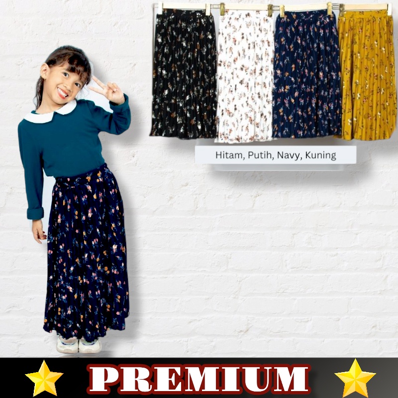 ROK PLISKET ANAK MOTIF PUCUK KECIL PREMIUM 3-6 TAHUN