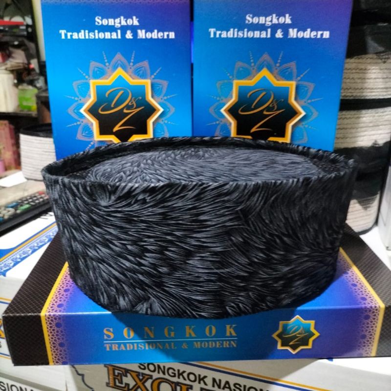 Peci hitam songkok motif Bulu Macan kopiah pria model tetbaru kopeah keren kopyah santri anak remaja