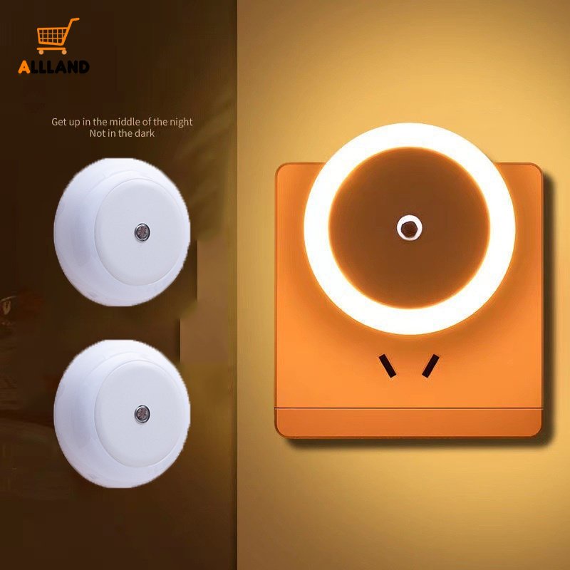 Us/eu Plug Round Light-sensitive Small Night Light/Saklar Otomatis Portabel Lampu Dinding Sangat Terang/Lampu Baca Darurat Asrama Rumah