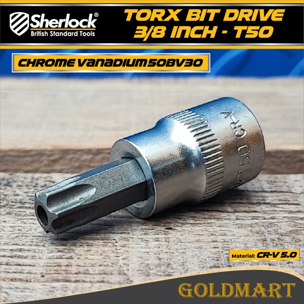 Mata Kunci Sok Bintang Drive 3/8 &quot; inch Torx Bit Tampered T50 Sherlock