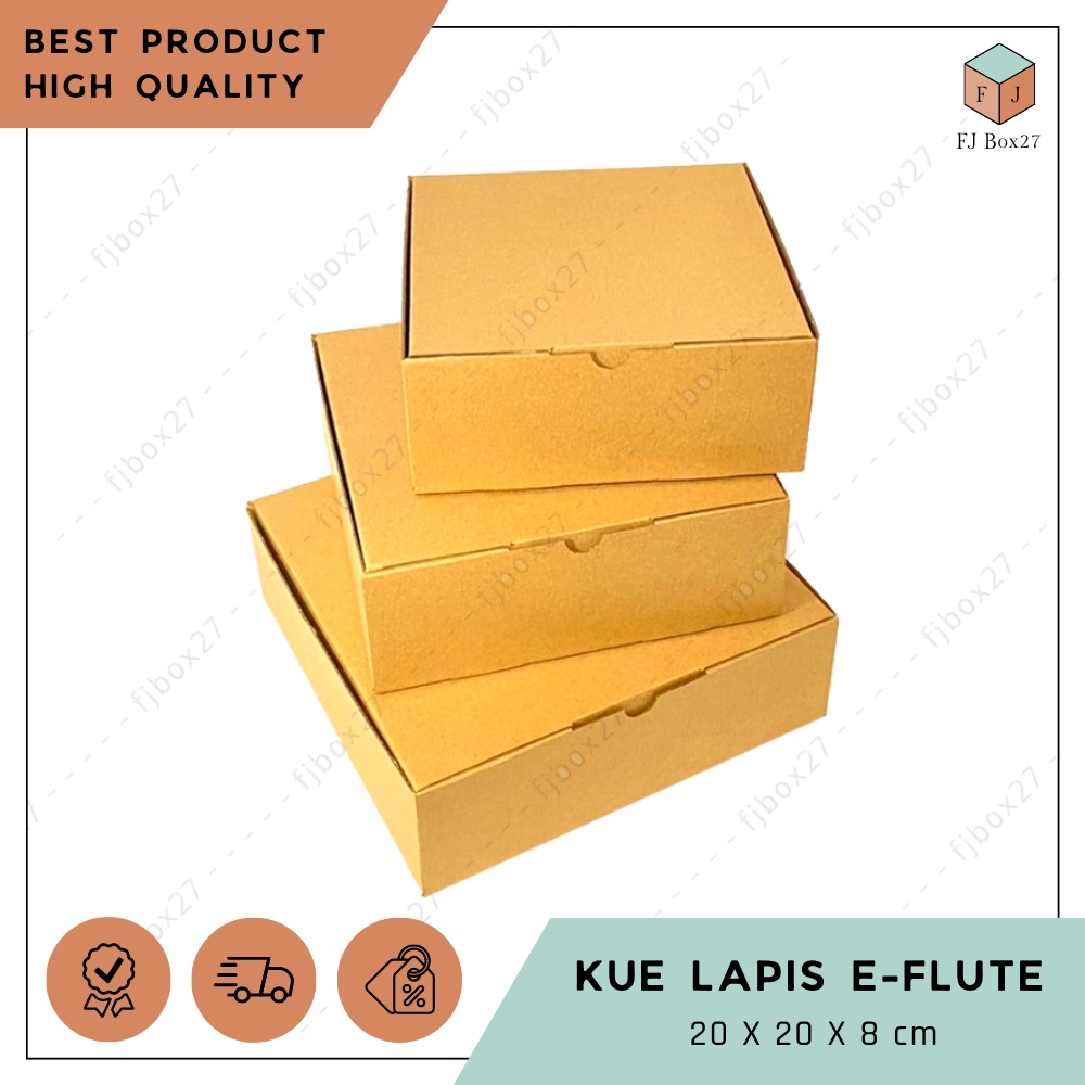 (10 pcs) BOX KUE LAPIS EFLUTE 20X20X8 CM / DUS KARTON EFLUTE / PACKING PUDDING / HAMPERS KUE KERING 