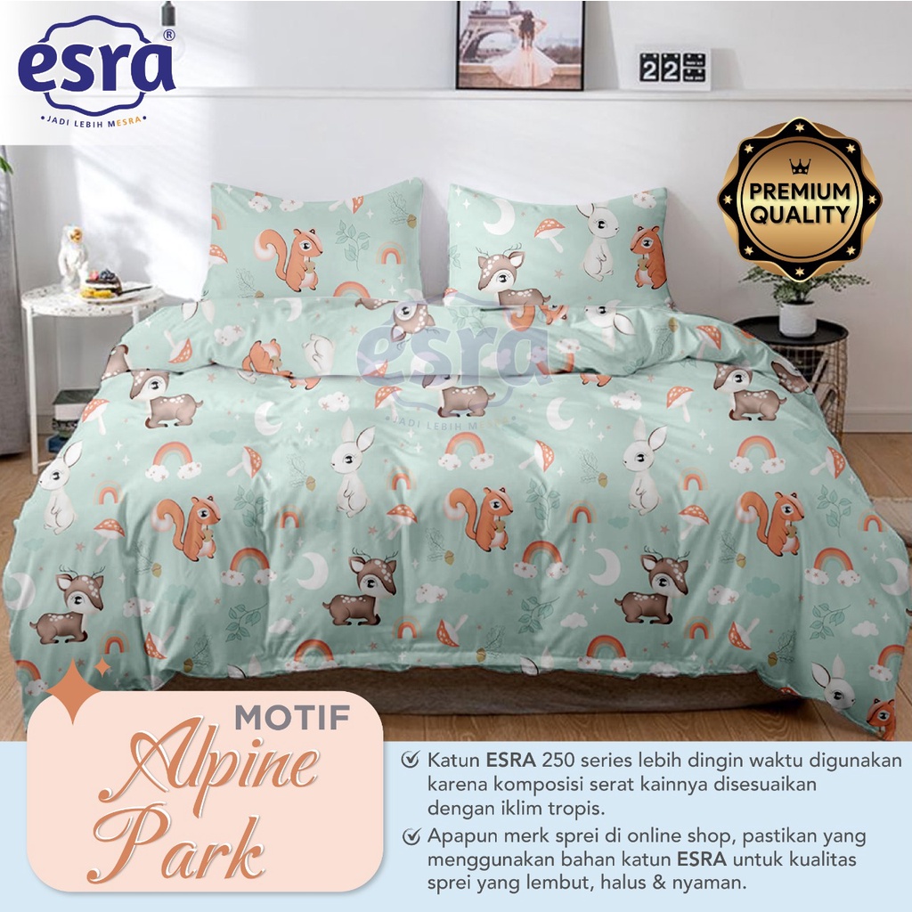 KAINKU - Sprei Anti Geser Katun premium No 1 Shopee | Motif Anak Alphine Park &amp; Funny Animals | 90 100 120 160 180x200