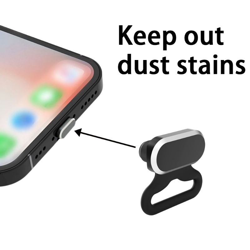 [Harga Grosir] Colokan Anti-drop Ponsel Port Pengisian Aksesori Anti-Noda Tipe-C Alloy Steker Debu Colokan Silikon Reusable Kompatibel Untuk IPhone, Konektor Tipe-C