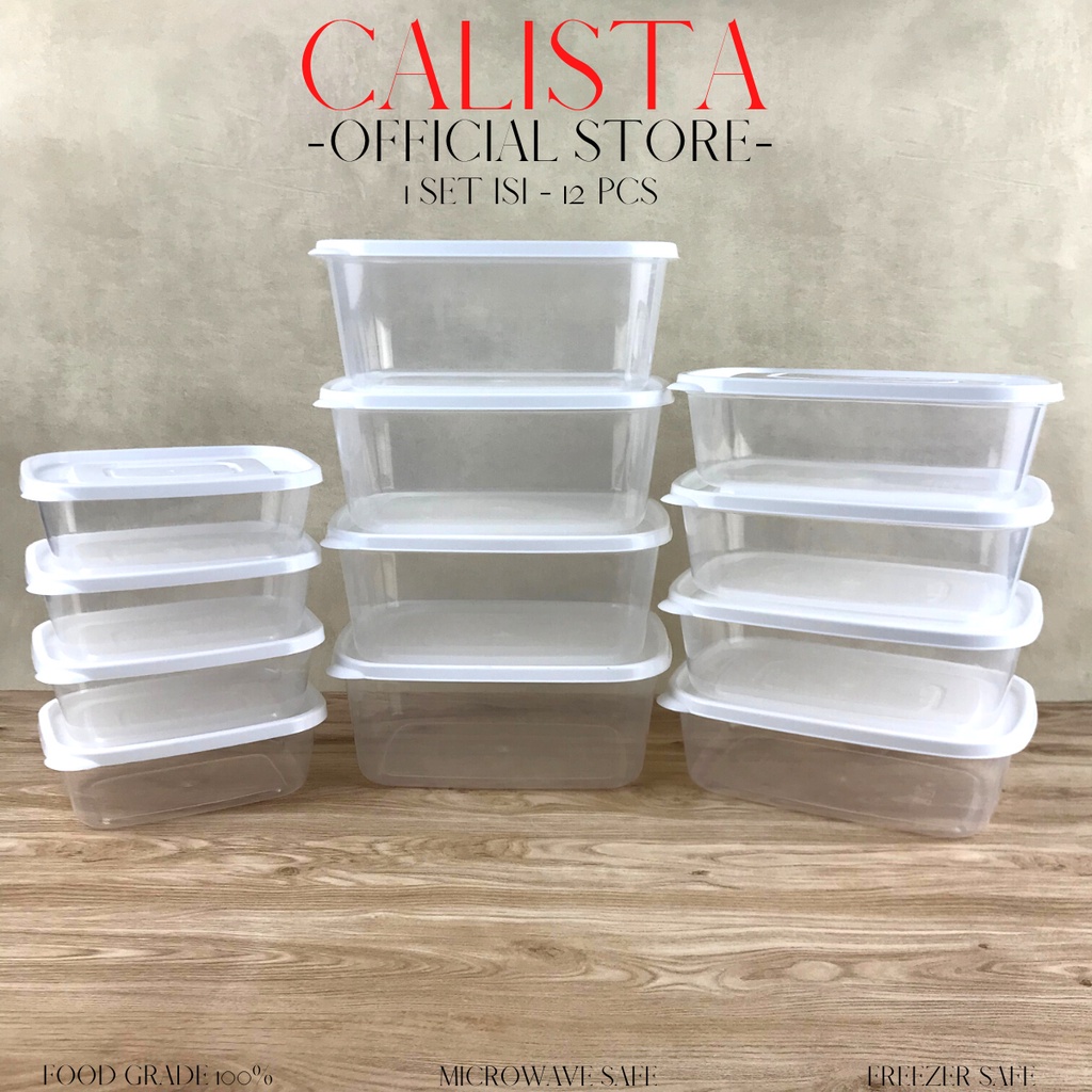 FOOD KONTAINER/CONTAINER SET - TOPLES KOTAK CALISTA RUMOI BENING SEALWARE 1 SET ISI 12PCS - TEMPAT WADAH PENYIMPANAN MAKANAN BUAH SAYUR DIKULKAS - FOOD PREPARATION STORAGE SET - TOPLES KULKAS SET - TOPLES KUE KERING LEBARAN 1 SET