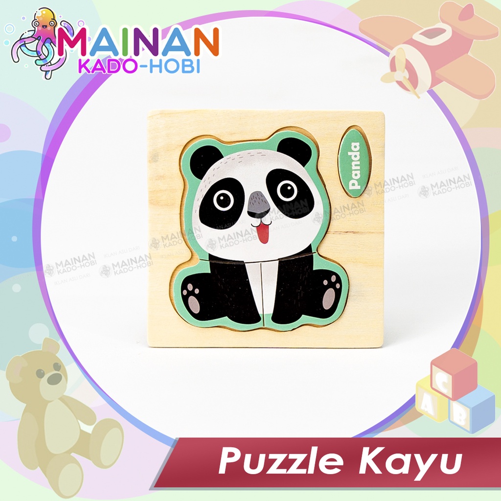 MAINAN TRADISIONAL SUSUN PUZZLE KAYU KARAKTER ANIMAL 1-4 TAHUN