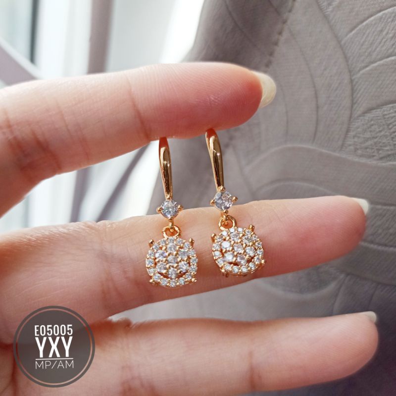 Anting yaxiya permata mewah zircon gold E05005