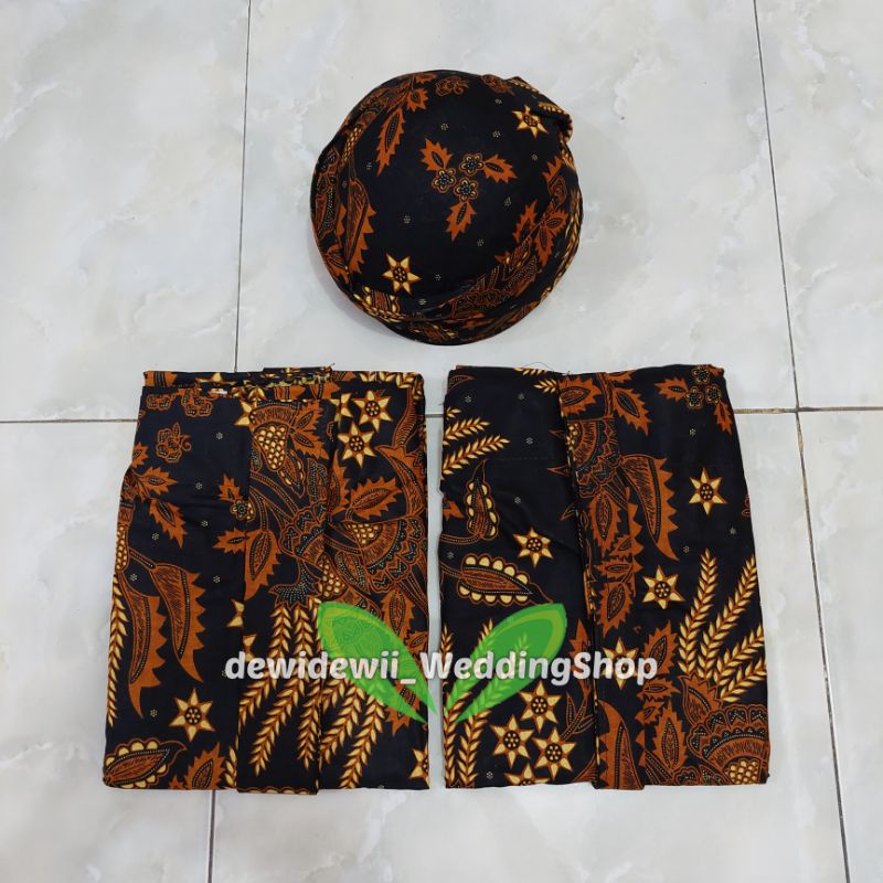 Set Jarik Cewek Cowok + Blangkon, Motif Padi