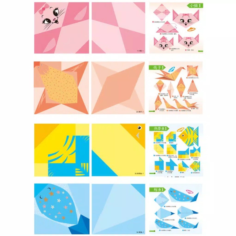 Mainan Origami 3D Anak - Kertas Lipat Origami Anak - Origami Box Biru 96 Lembar - Kertas Origami - Colorful Origami English Version - Origami Warna Warni