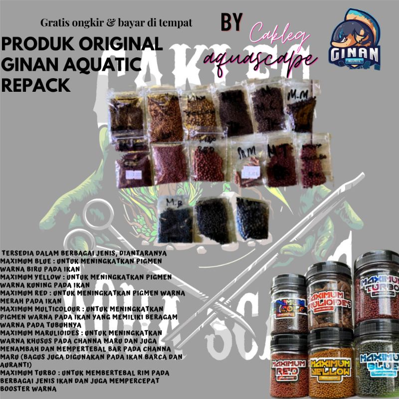 Pelet Ginan Aquatic Original Repack 4-5gr/Ginan Aquatic/Maximum