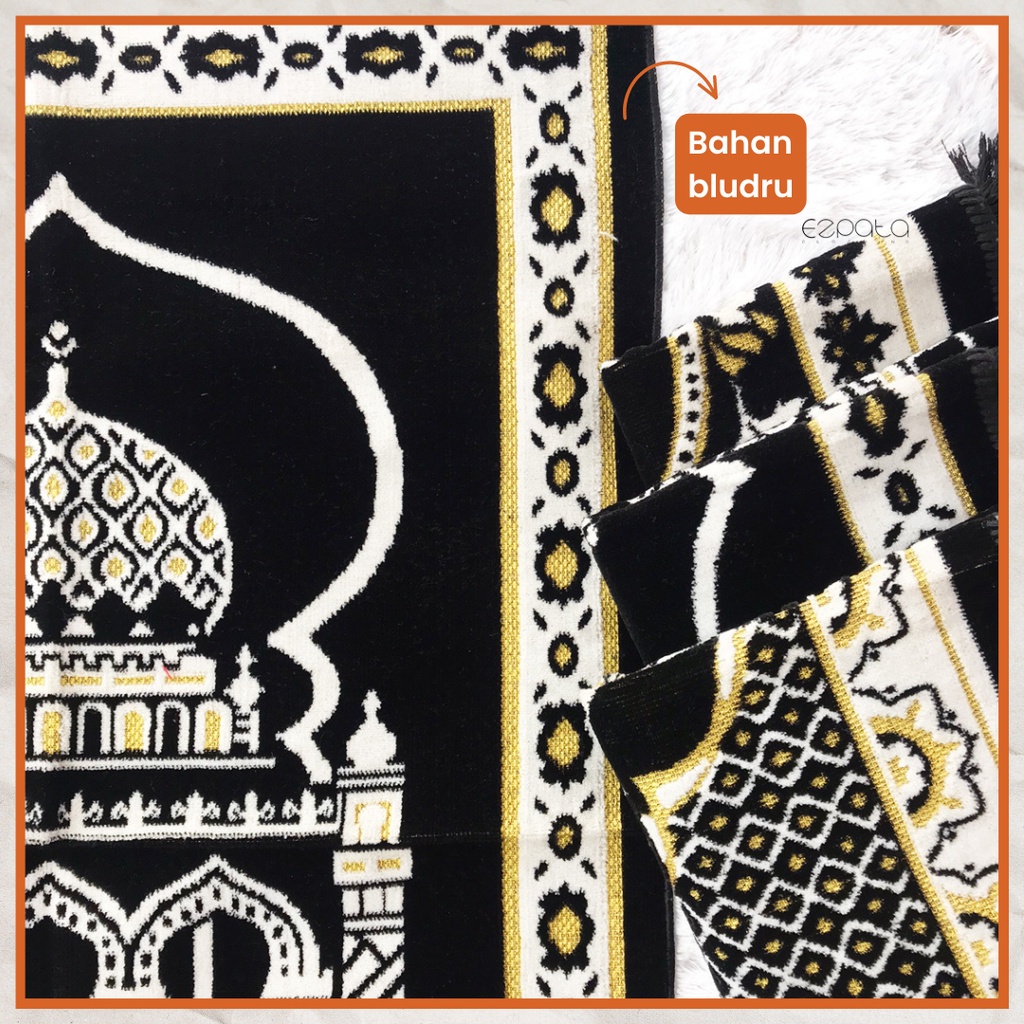 Ezpata Sajadah Izmir Turki Hitam Besar Dewasa Bahan Bludru Kualitas Premium Motif Islamic Ramadhan Idul Fitri Terbaru Harga Termurah