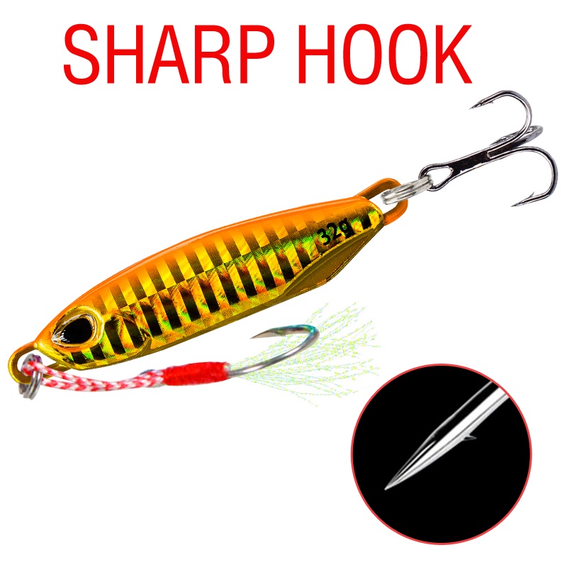 1pcs 16g/32g Lure For Fishing Gear 3D Eyes Fishing Lure Treble Hook 6warna Troli Umpan Jigging Ganda Cincin Pancing Umpan Logam Tenggelam Jig Memancing Umpan Set