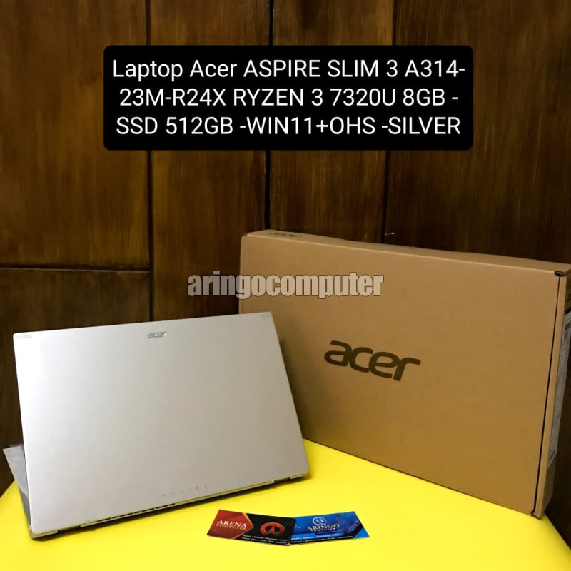 Laptop Acer ASPIRE SLIM 3 A314-23M-R24X RYZEN 3 7320U 8GB -SSD 512GB -WIN11+OHS -SILVER