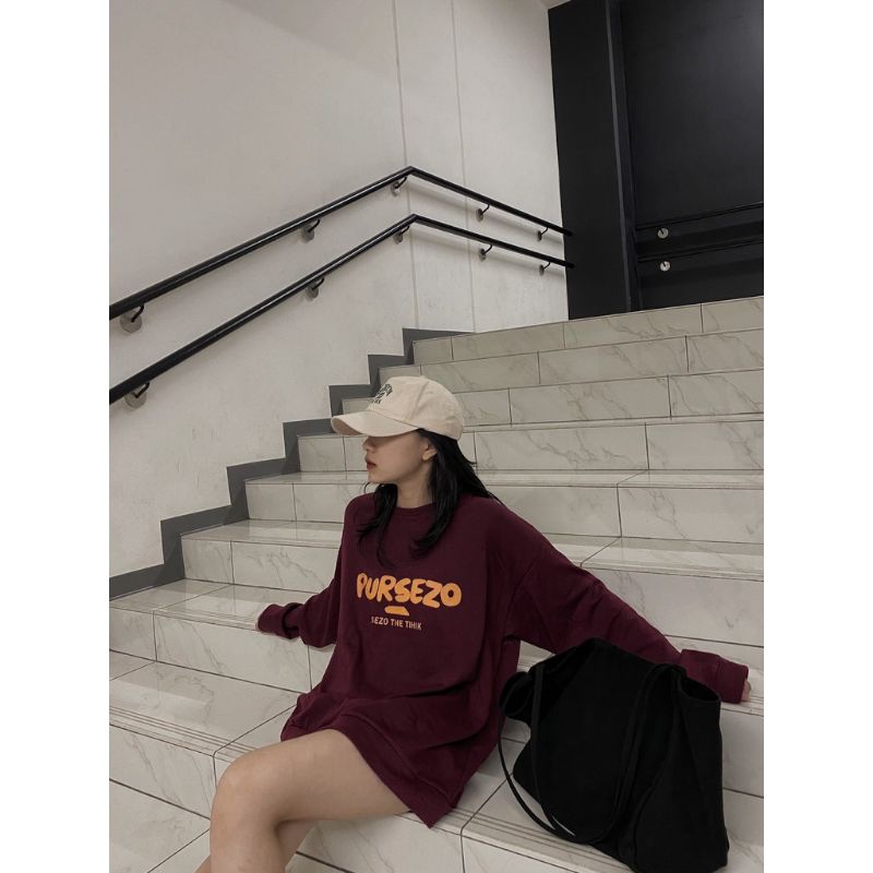 Sweater BIG SIZE ( S - 6XL ) Korean Style BURGUNDY Crewneck OVERSIZED PURSEZO Purbsso Pria Wanita Fleece Cotton Sweatshirts Harajuku Street Style S M L XL 2XL 3XL 4XL 5XL 6XL BURGUNDY maroon hitam Ungu